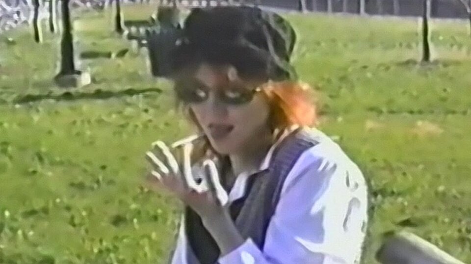 Gum Chewing Tramp Flashes Outdoors