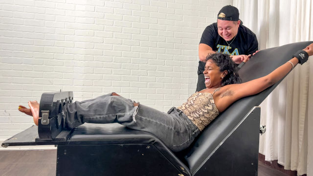 Lady Phoenix Tickled in the Tickle Chair